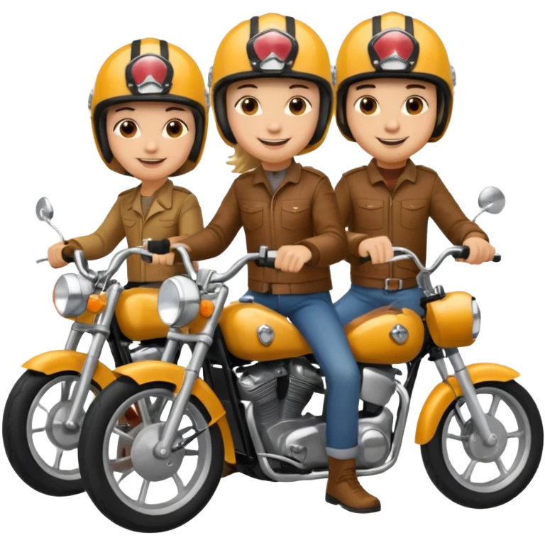 3 friend ride motorcicle emoji