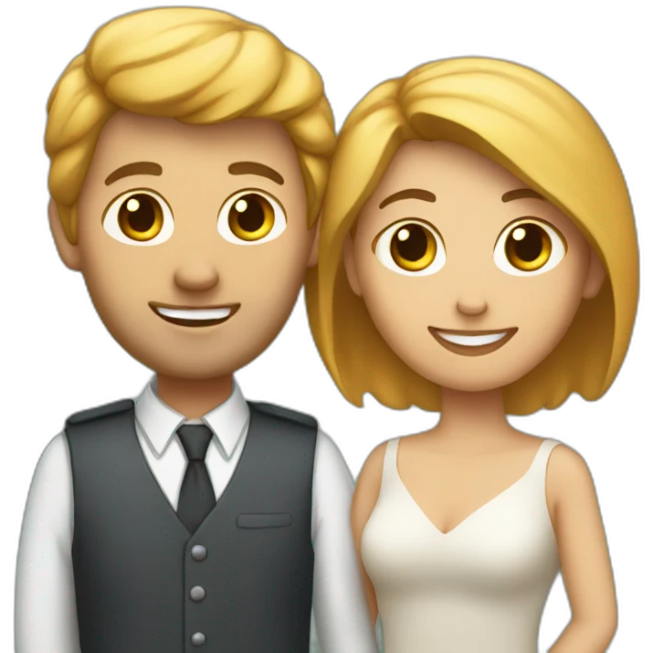 un couple avec un chat emoji