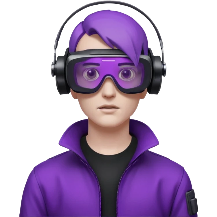 Cyberpunk man fappy head 3d puruple cyber VR -glasses only face emoji