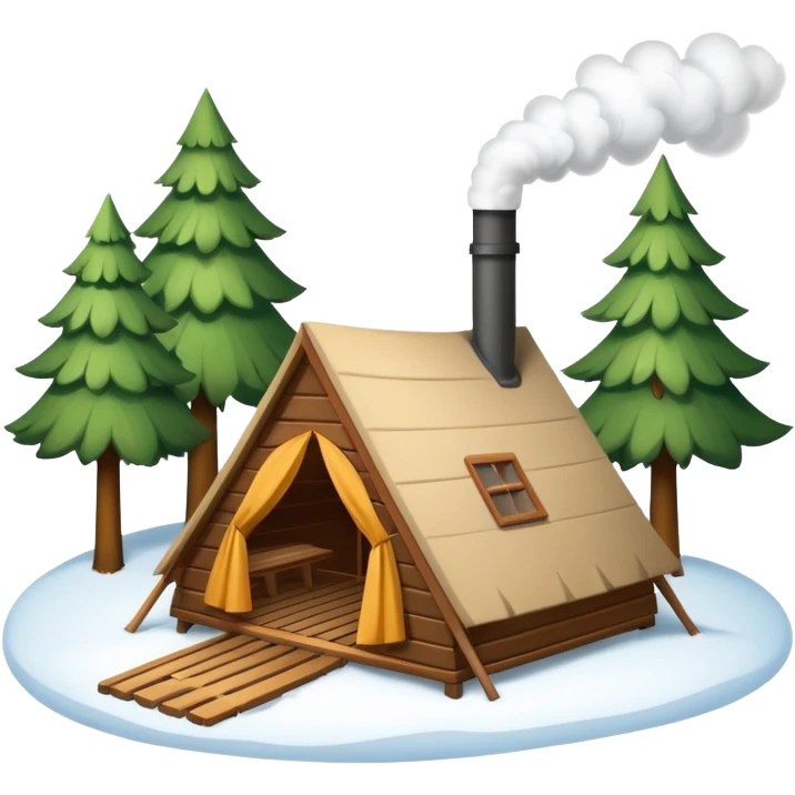 a tent that is a sauna and its smoke out the pipe
try one with snow and trees around also emoji