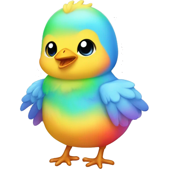 rainbow chibi baby chick  emoji
