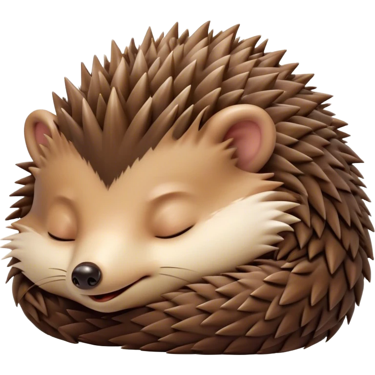 Meme-Worthy Cute Sleeping Hedgehog Portrait Emoji, Head resting peacefully with a contented smile, showcasing a delightfully compact build and a luxuriously soft brown Fur with tiny spines, eyes shut in a serene, restful nap, Simplified yet hilariously adorable features, highly detailed, glowing with a soft, drowsy light, high shine, relaxed and utterly lovable, stylized with an air of playful laziness, bright and heartwarming, soft glowing outline, capturing the essence of a comically sleepy hedgehog, so meme-worthy it feels like it could instantly become the next viral sensation of adorable slumber! emoji