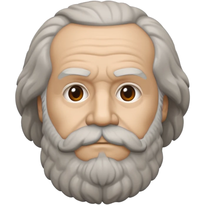 simple emoji of Karl Marx's head inspired by the stone statue in Chemnitz, minimal detail, neutral expression emoji