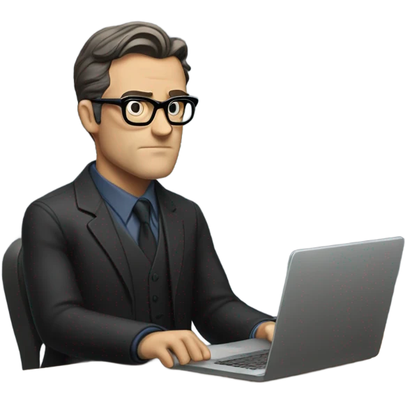 Bruce Wayne in glasses and a laptop  emoji