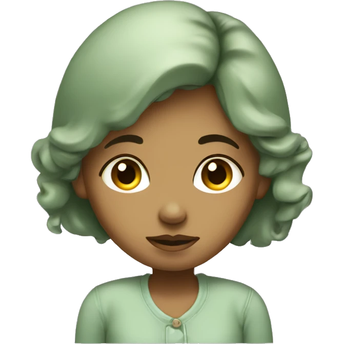 Sleepyhead cute girl in sage green emoji