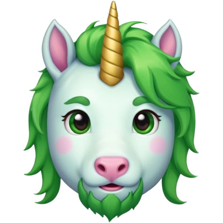 unicorn face cute and green haired and bearded emoji