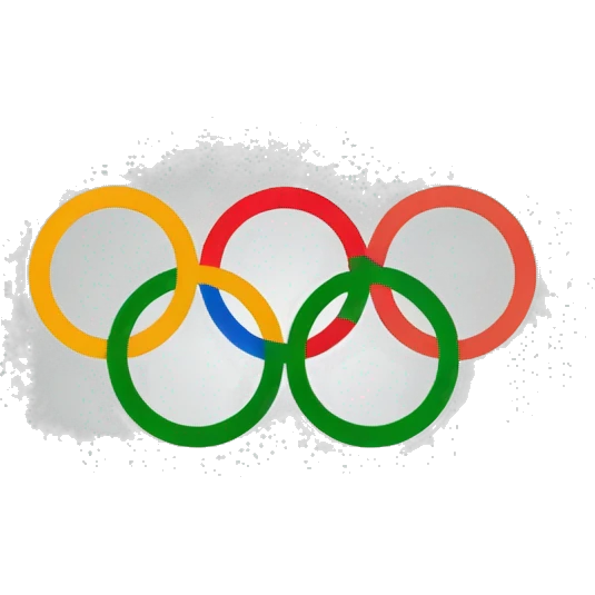 Logo delle olimpiadi, cinque cerchi posizionati tre sopra e due sotto emoji