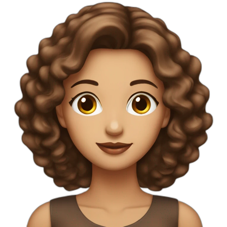 mujer de cabello cafe chocolate largo morenaclara  emoji
