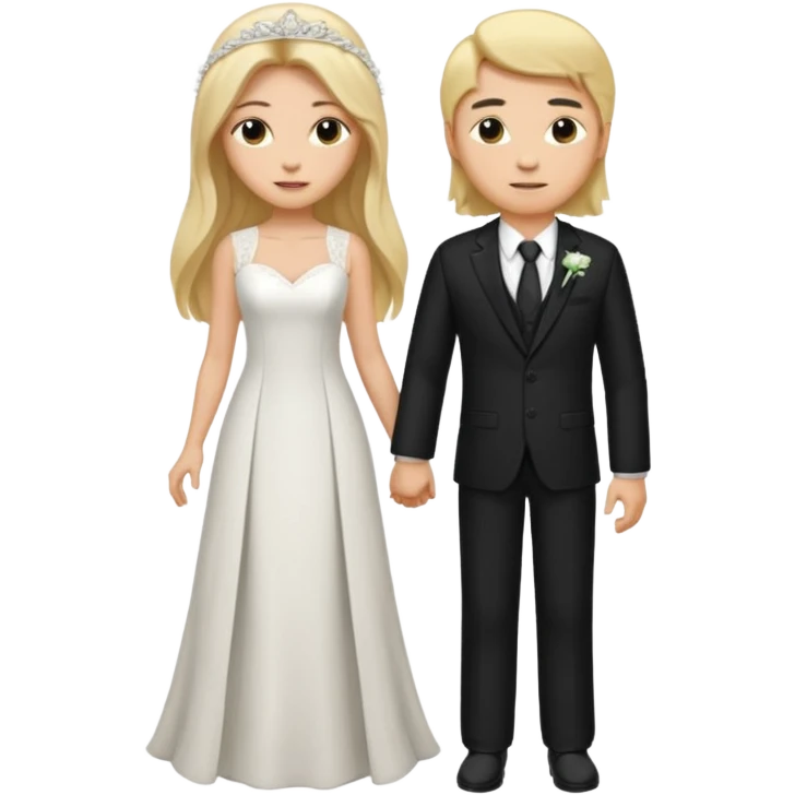 Wedding couple blonde bride long hair and long black hair Chinese groom
 emoji