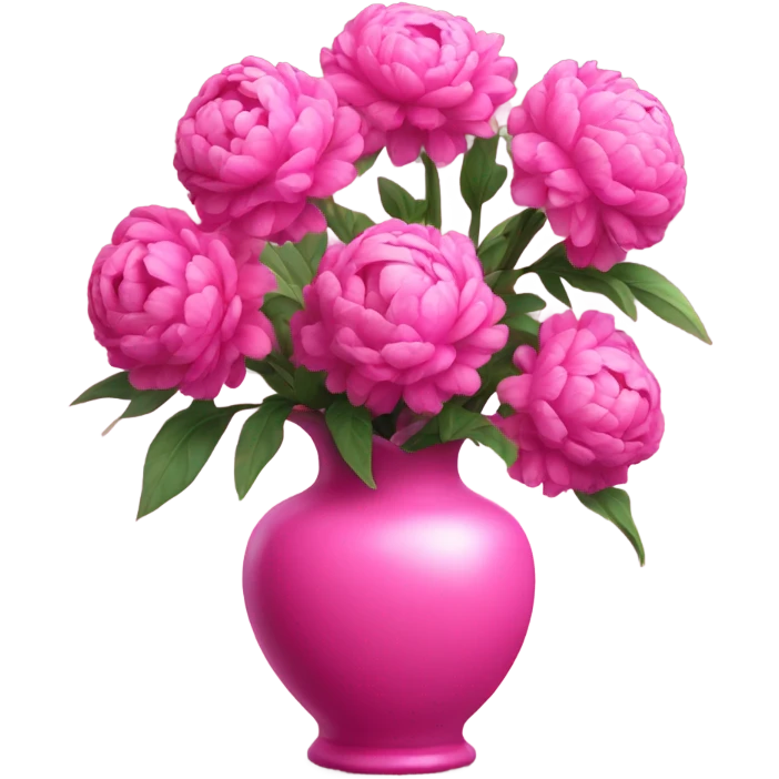 Realistic Bright pink pions in vase emoji