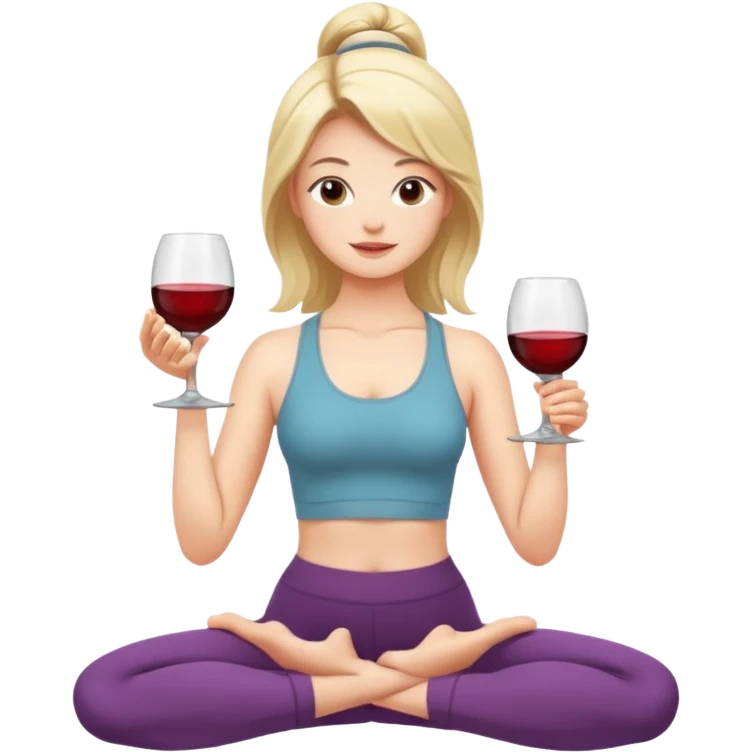 Девушка занимается йогой с бокалом вина  emoji