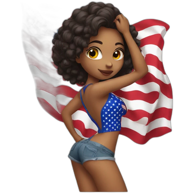 Sexy girl wearing American flag emoji