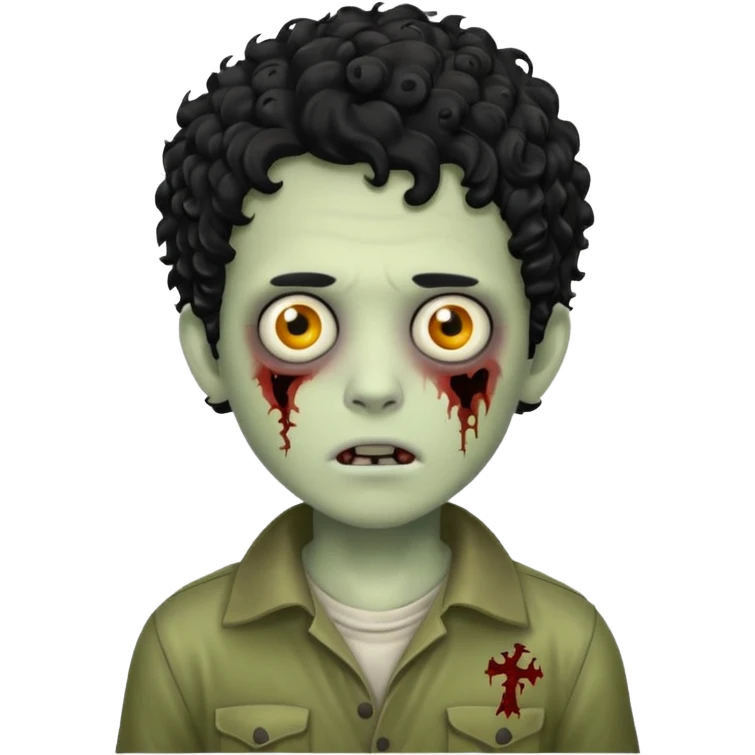 boy zombie with black curly hear emoji