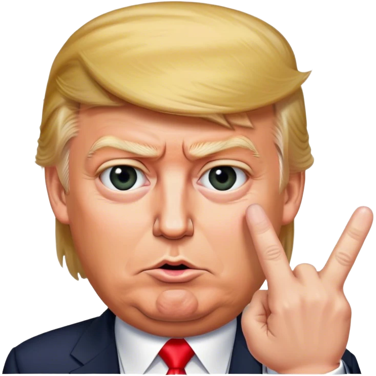 Donald Trump shows one finger photorealistic face emoji