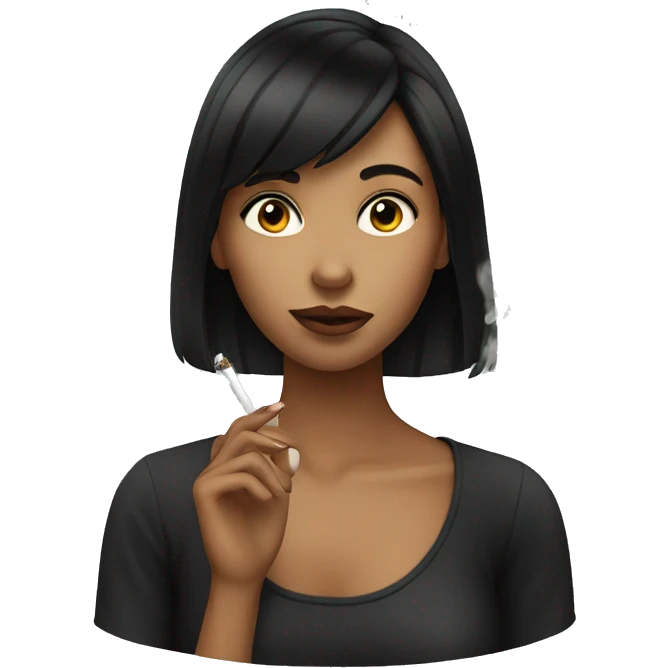 black haired girl smoking emoji