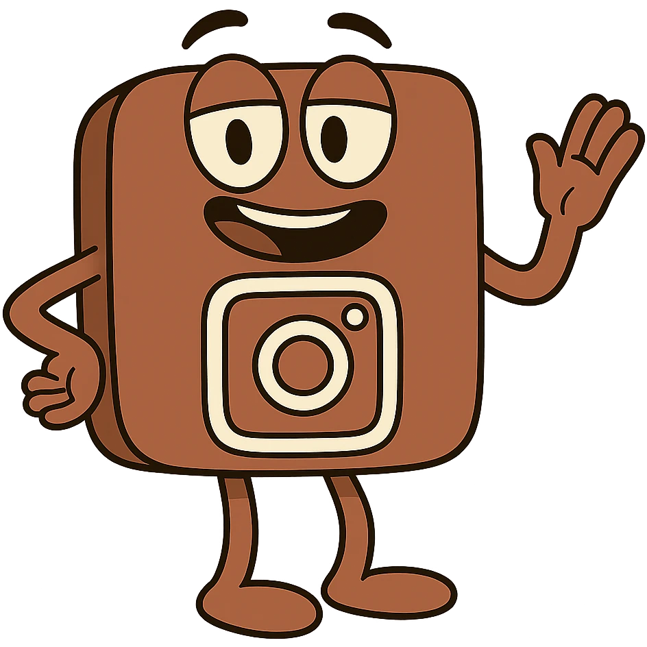 Instagram logo, solid brown, flat icon style emoji