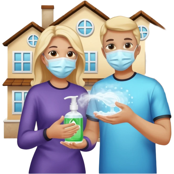 Give me emojis that represent corona-time safety rules such as: keep your distance, wear a mask, wash hands, avoid crowds, sanitize regularly, stay home, and no handshakes. Use only relevant emojis. emoji