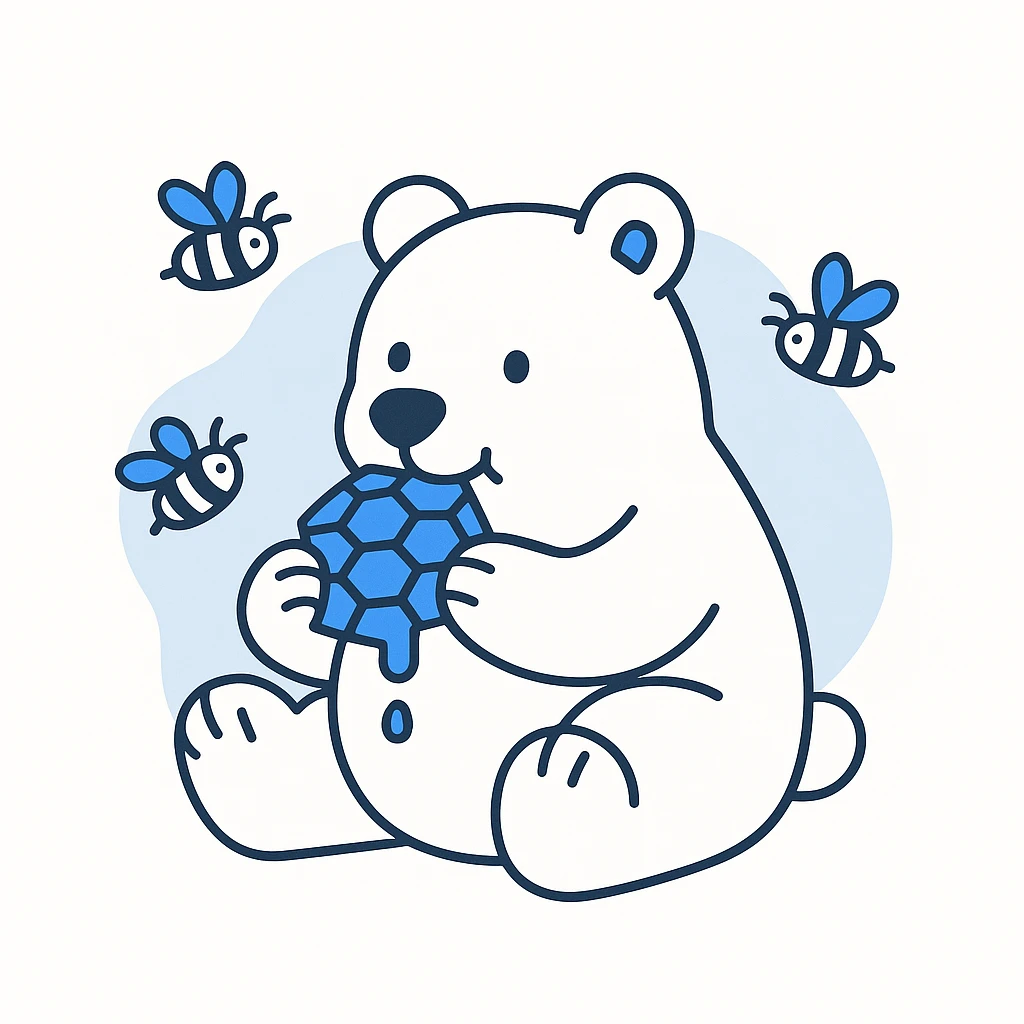 bear eating honeycomb with bees flying around emoji