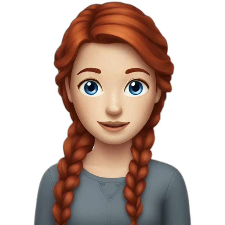 Dark red hair girl blue eyes freckles emoji