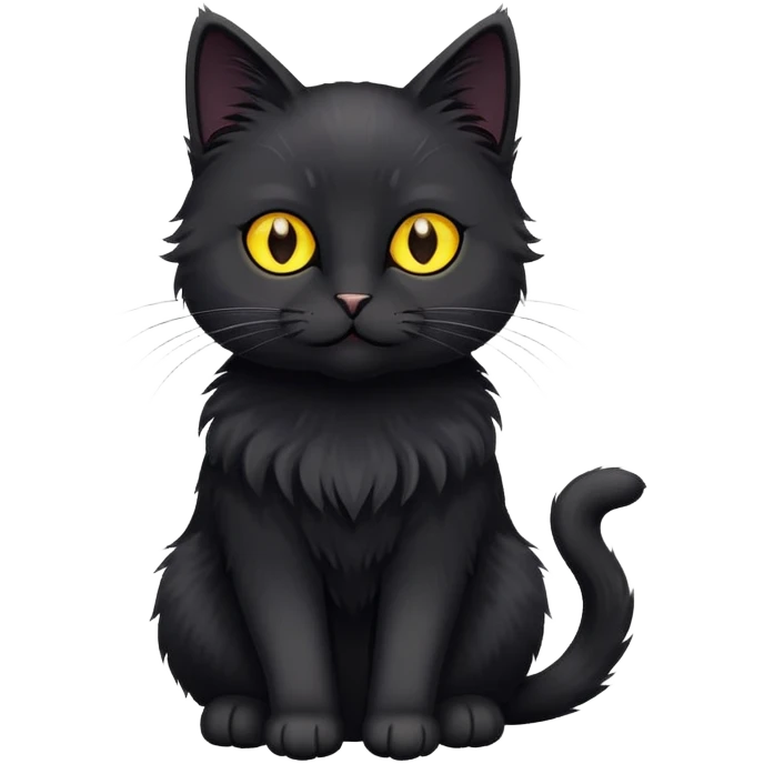 small black cat with yellow eyes emoji