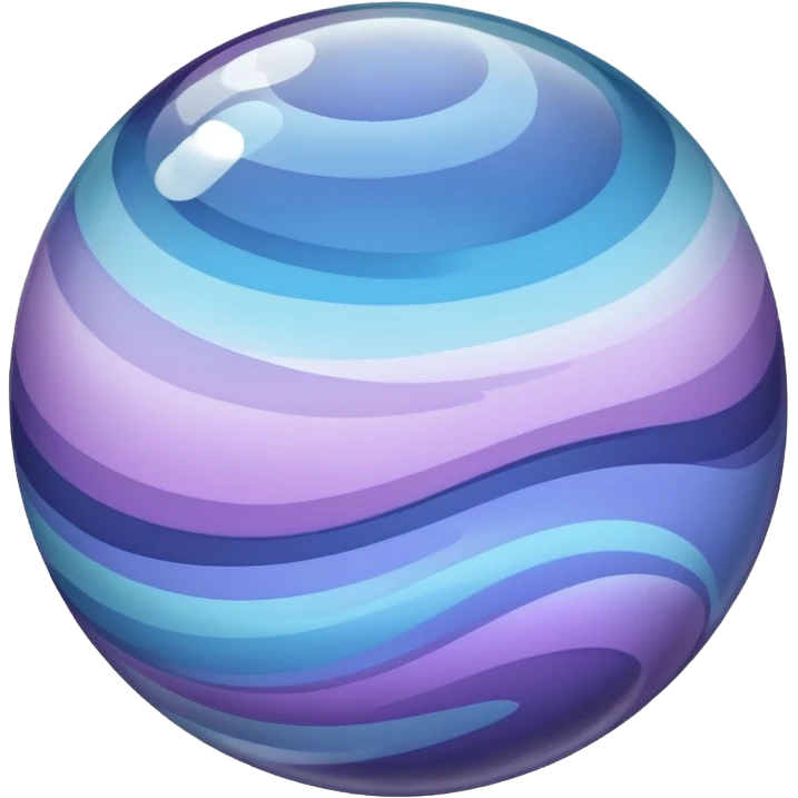 Create a glass orb or sphere with swirling colors that convey a magical and special feeling. Use soft, muted purples and blues, avoiding bright or neon tones, to create a calm and harmonious look. Keep it visually ap
 emoji
