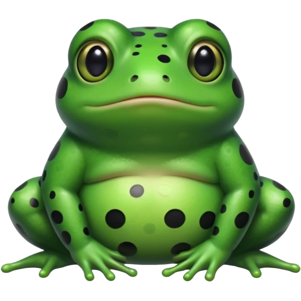 simple fat kawaii frog whole body, Use “dot eyes” and “solid black circles” together. for the eyes emoji
