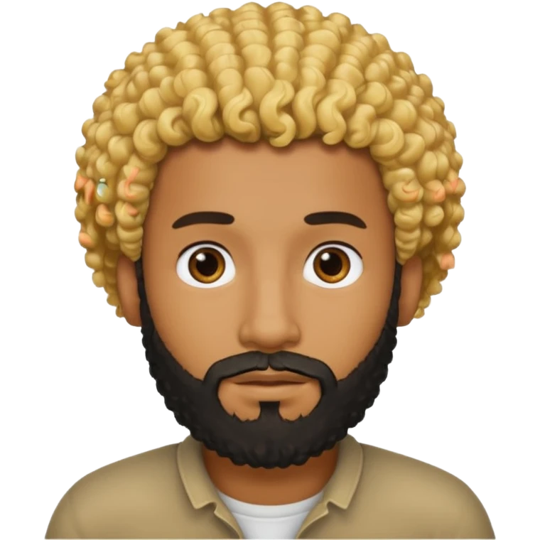 Black man with curly blonde hair and a black beard emoji