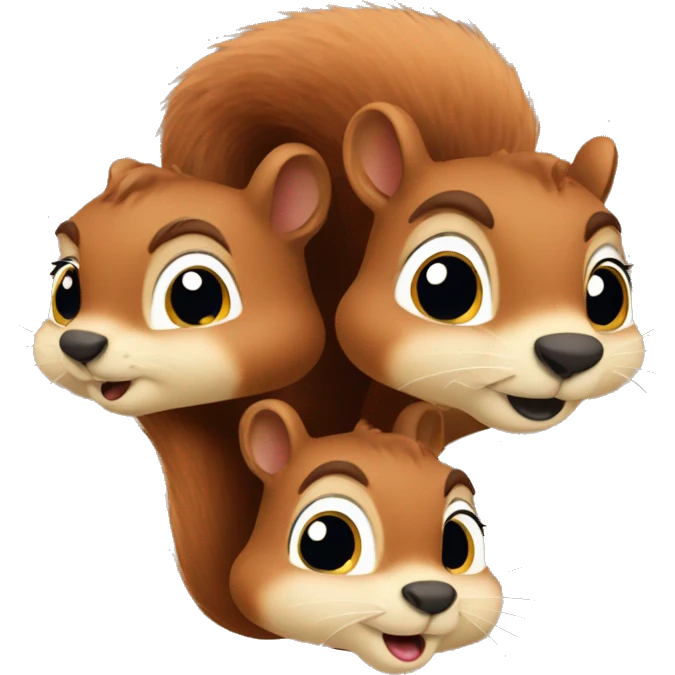 Four squirrel faces, one male, and three female
 emoji
