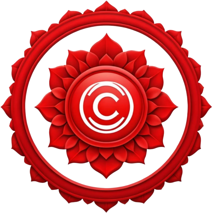 Intricate, beautiful, Root chakra symbol, solid background  emoji