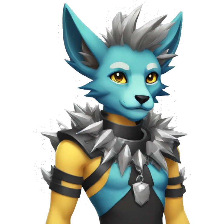 Anthro Sona Fakemon with an edgy spiked collar Full Body emoji