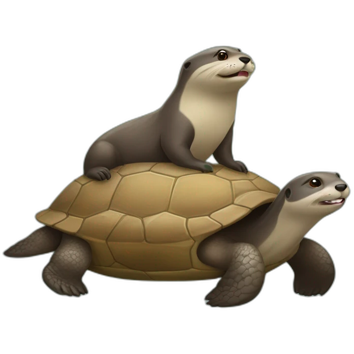 Une loutre sur une tortue emoji