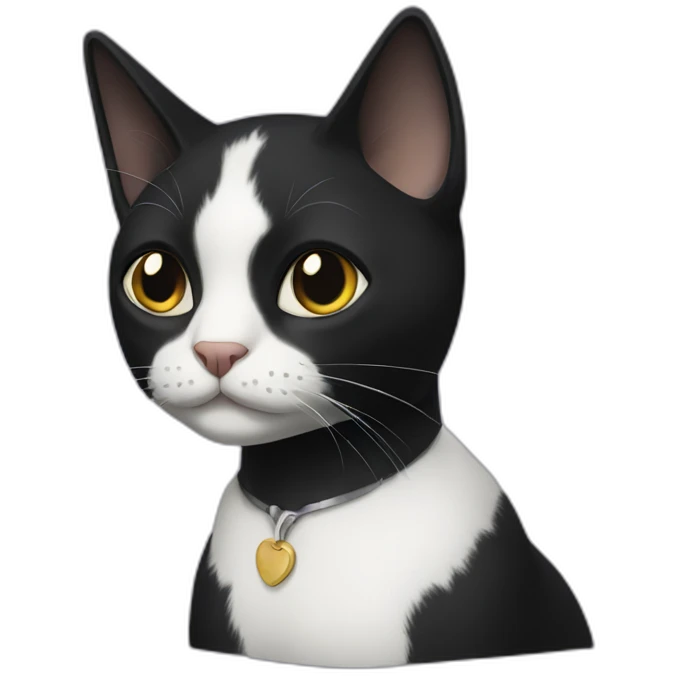 black cat with white chest and black face emoji