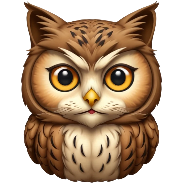 A owl with a cat head emoji