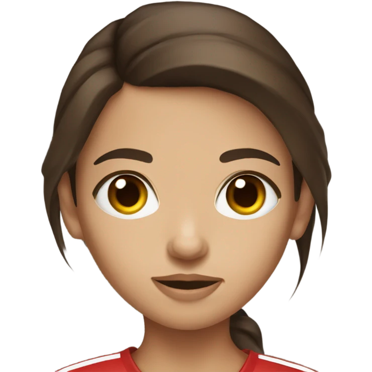 Brunette hair brown eye girl with American football emoji