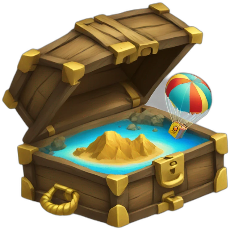 Treasure box with parachute emoji