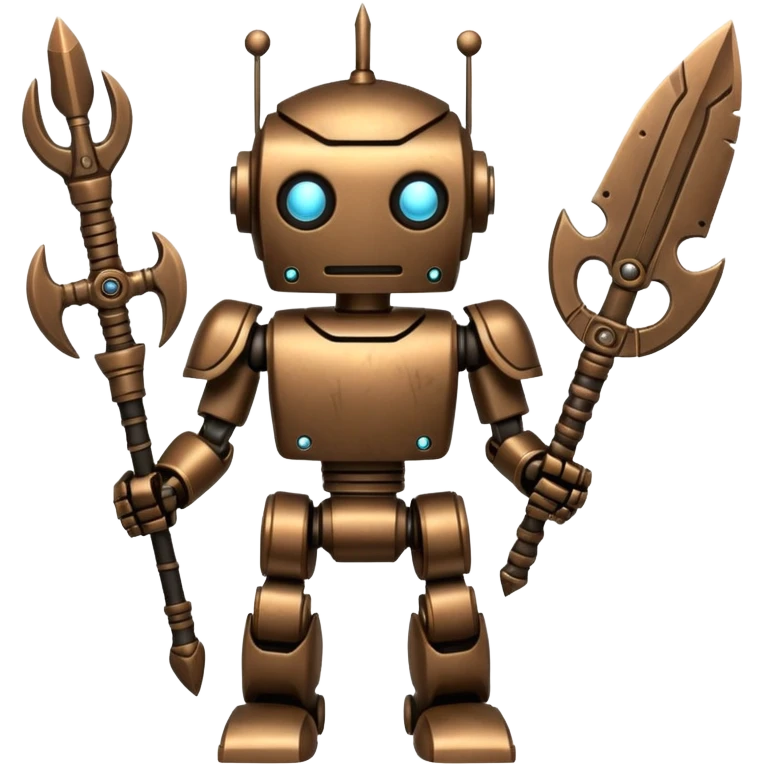 Tribal Robot with tribal weapon in hand   emoji