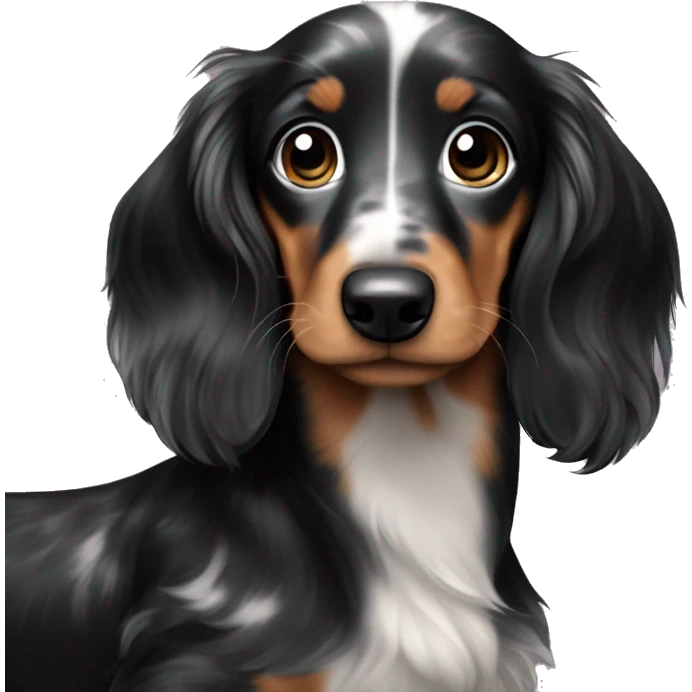 Long-haired black merle dachshund puppy  emoji