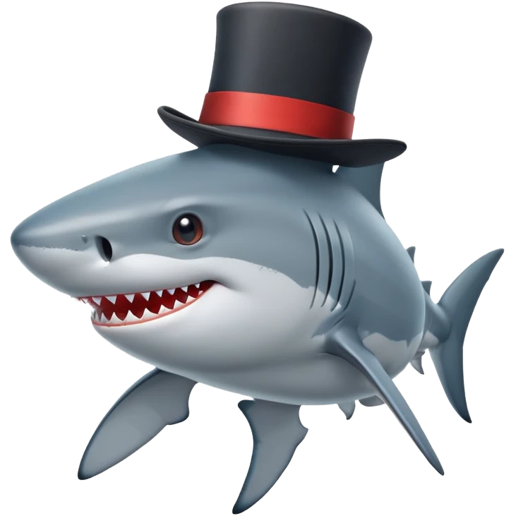 Shark with a top hat emoji