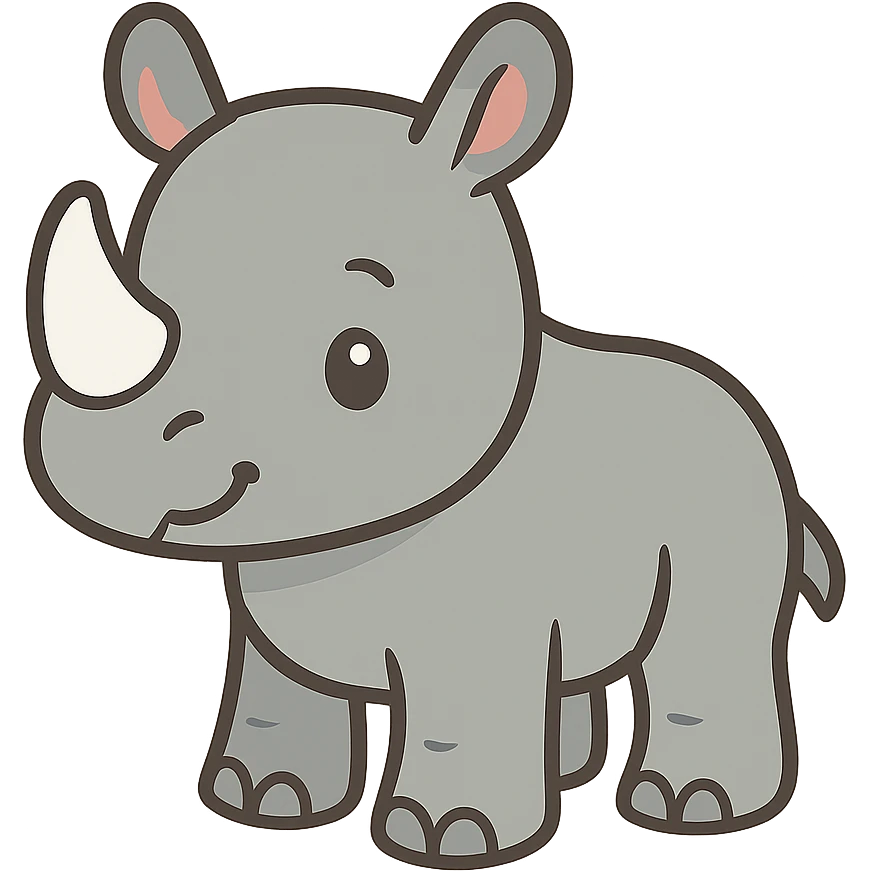 flat toon style baby rhino emoji