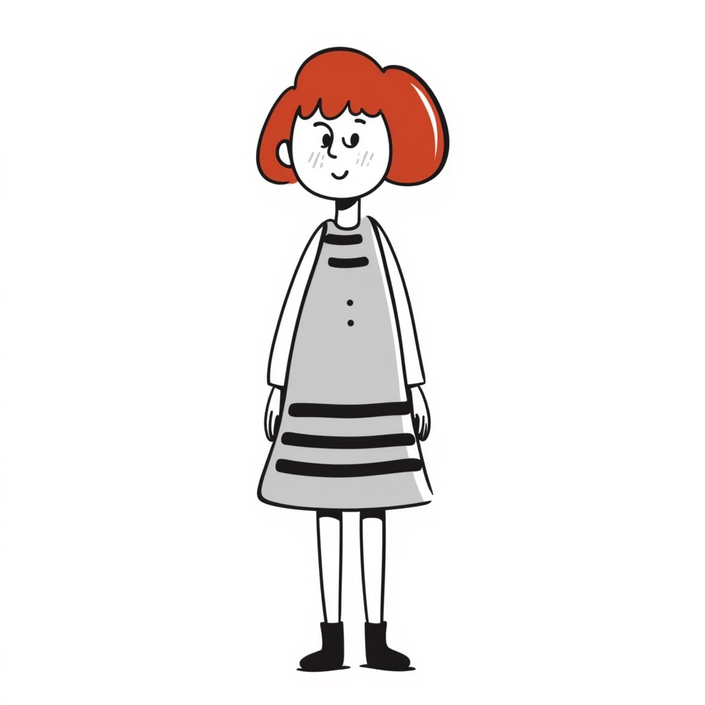 girl with short red hair and flat chest emoji