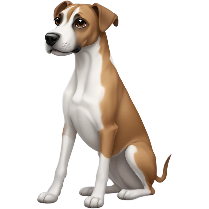 white boxer cross greyhound with jack Russel markings  emoji