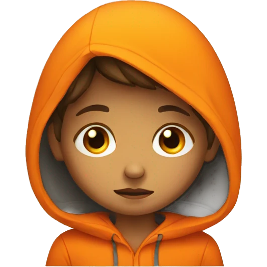sad child in a bright orange clothes emoji