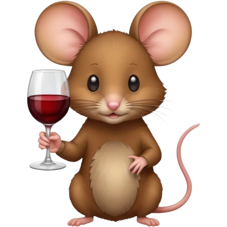 A mouse holding a glass of wine emoji
