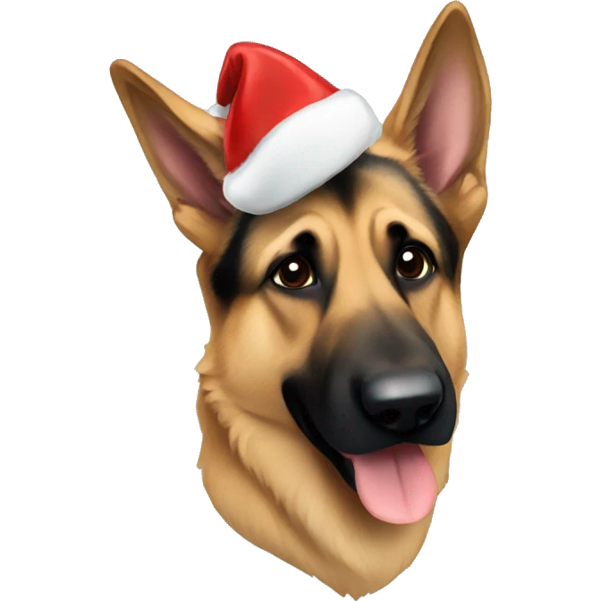 german shepherd in christmas hat  emoji