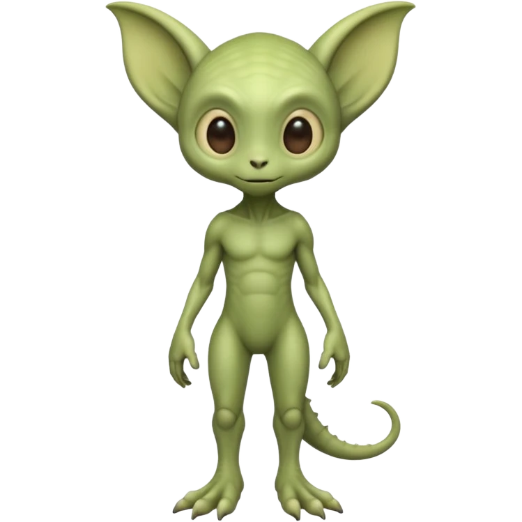 full body ...cute peacefull alien furry with 2 legs ....stands upright and looks intelligent ...wears clothing. not green..looks happy and cuddly... doesnt have eyes on face, there is a stalk coming from top of head with a single large eye emoji
