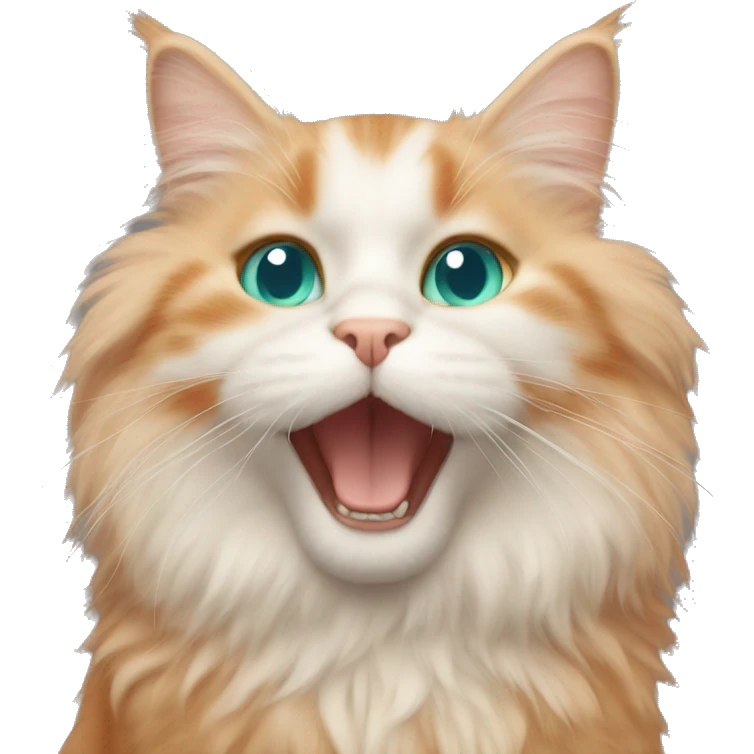 Fluffy orange cat with teal eyes emoji