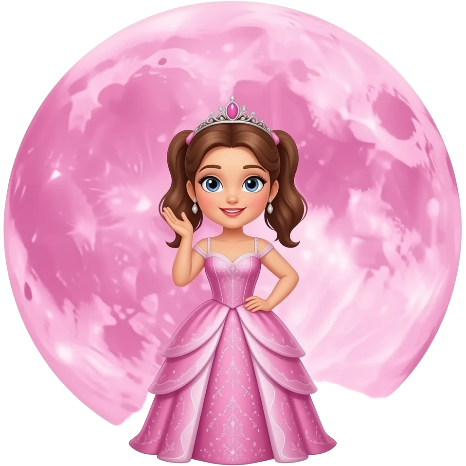 Girl matching with pink moon looking like a diva emoji