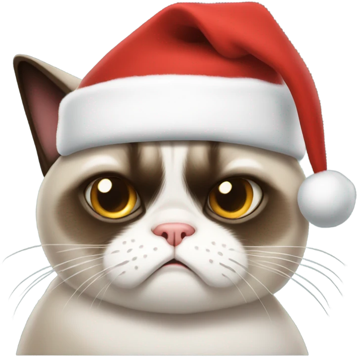 Grumpy cat in Christmas Hat emoji