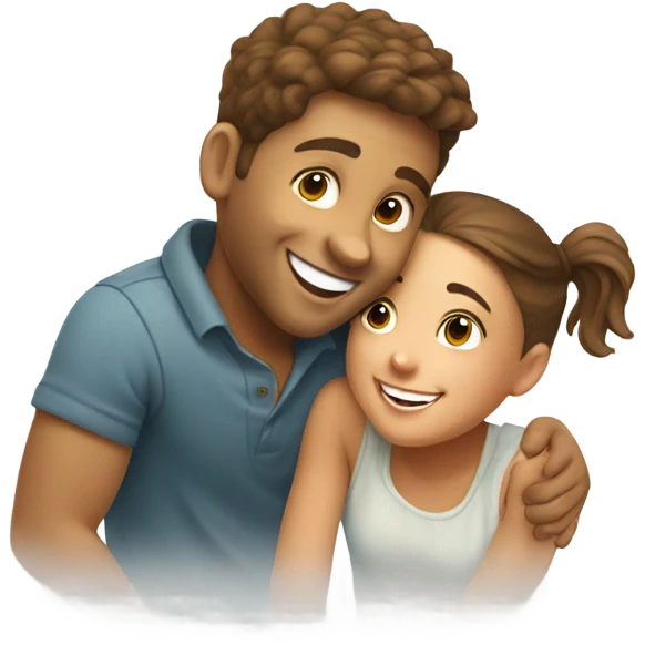 happy girl and boy indoors emoji