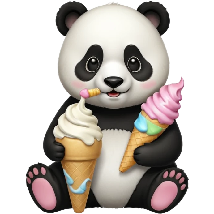 Panda eating ice cream emoji